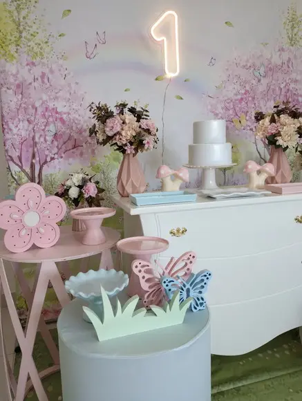 Decoração Jardim Encantado Rosa e Azul