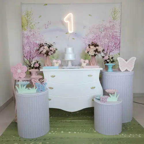 Decoração Jardim Encantado Rosa e Azul