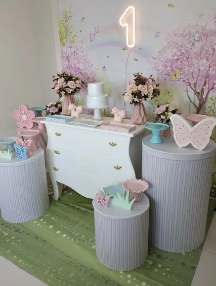 Decoração Jardim Encantado Rosa e Azul