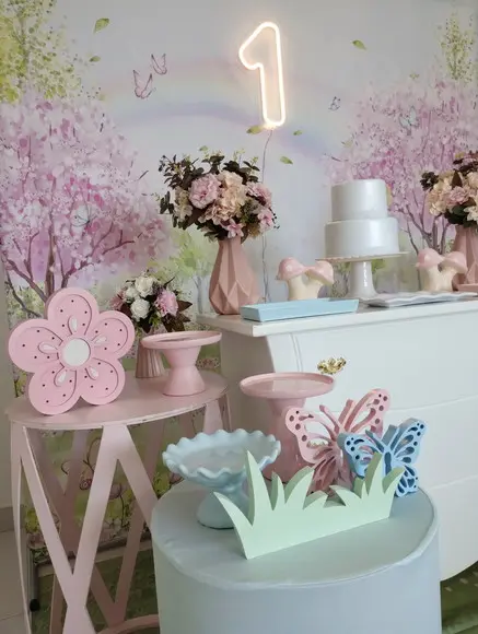 Decoração Jardim Encantado Rosa e Azul