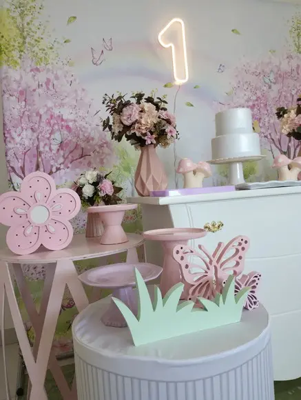 Decoração Jardim Encantado Rosa e Lilás