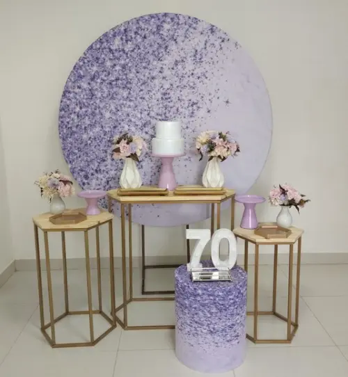 Decoração Lilás 70 Anos