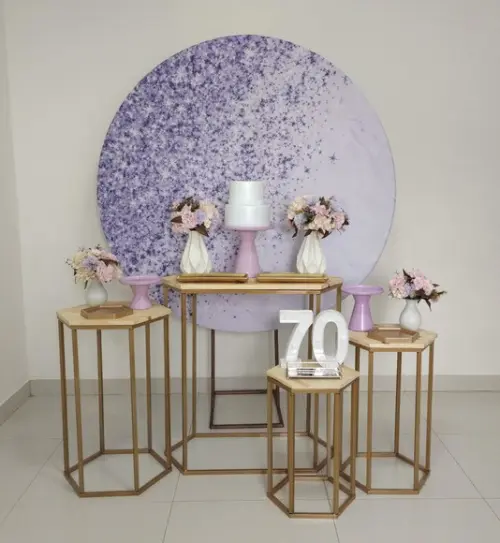 Decoração Lilás 70 Anos