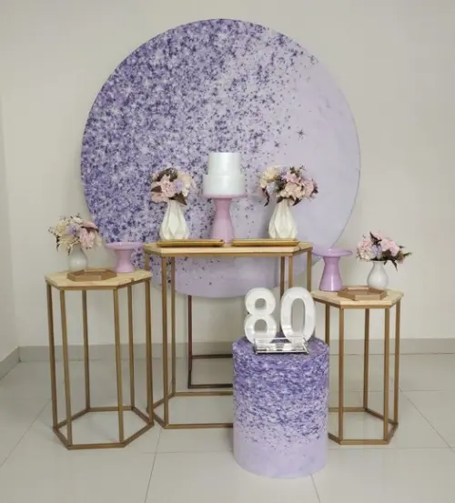 Decoração Lilás 80 Anos