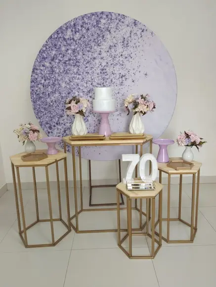 Decoração Lilás 70 Anos