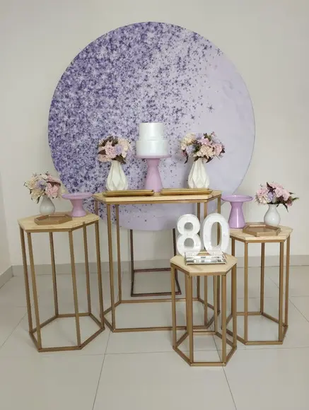 Decoração Lilás 80 Anos