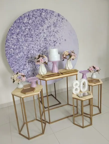 Decoração Lilás 80 Anos