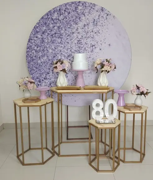 Decoração Lilás 80 Anos