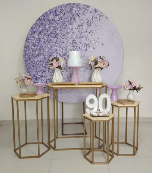 Decoração Lilás 90 Anos