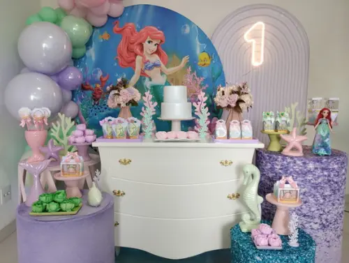 Festa a Pequena Sereia com Decoração de Balões