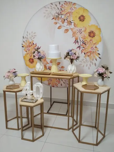 Festa Adulto 40 Anos Decoração Floral Amarelo