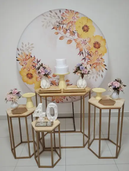 Festa Adulto 40 Anos Decoração Floral Amarelo