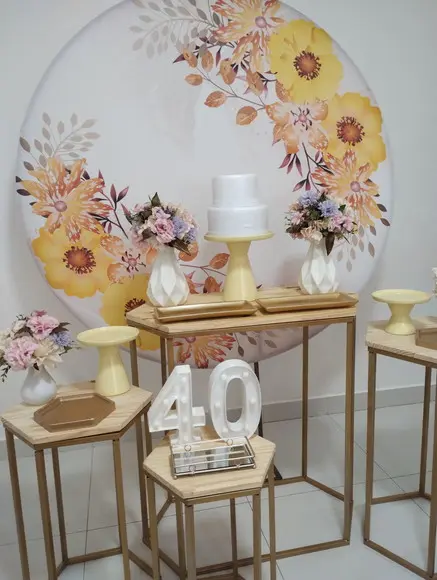 Festa Adulto 40 Anos Decoração Floral Amarelo