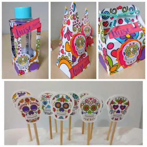 Kit Festa Caveira Mexicana 24 Caixinhas + 48 Toppers