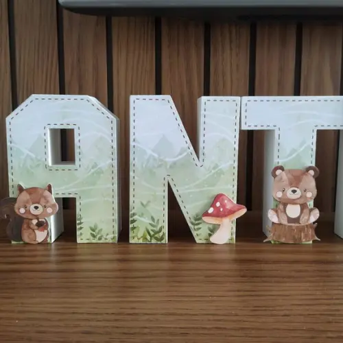 Letras 3 D Tema Bosque Encantado