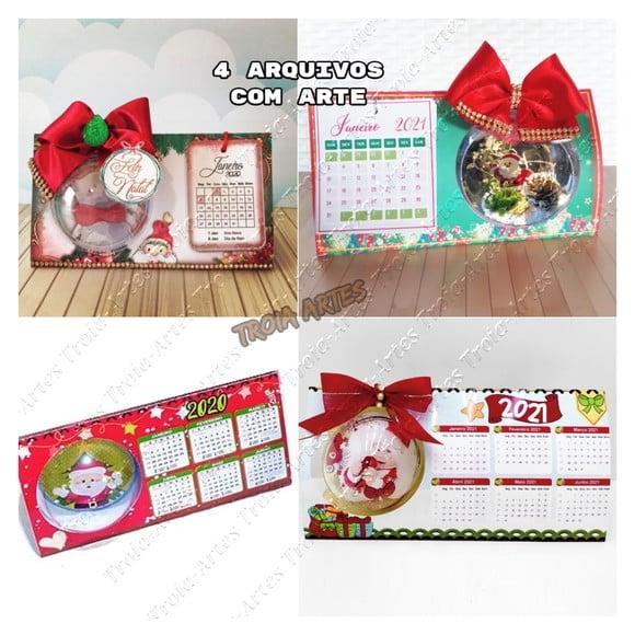 Arquivo Silhouette 4 Calendários de Mesa Esfera Natal
