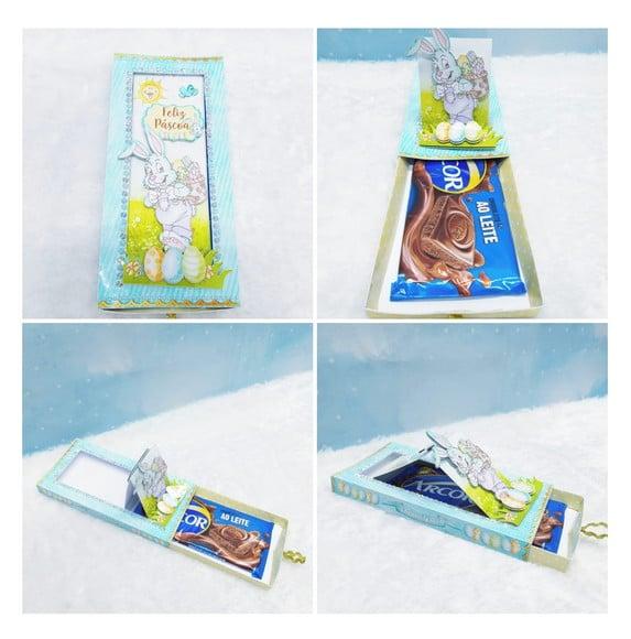 Caixa Cartão Barra de Chocolate Páscoa Arquivo de Corte
