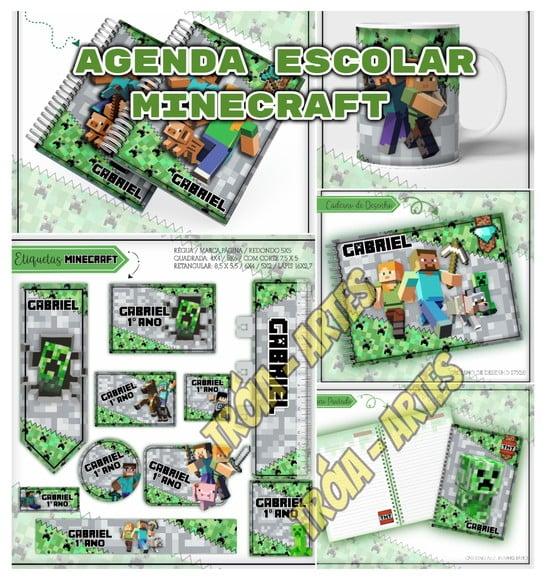 Arquivo Digital Etiquetas e Agenda Escolar Minecraft