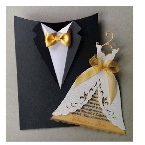 Arquivo de Corte Convite Casamento Noivo Vestido