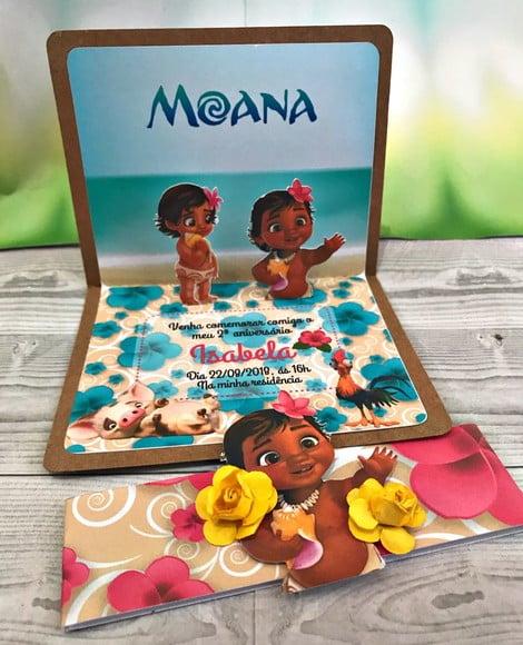 Arquivo Silhouette Convite Moana Baby Rosa