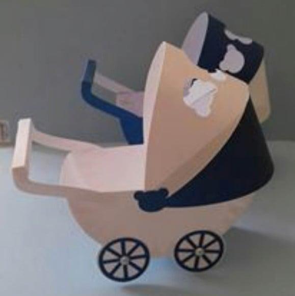 Arquivo Silhouette Carrinho De Bebê Ursinho 3d