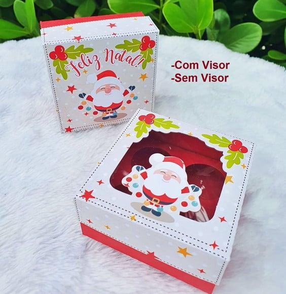 Arquivo Silhouette Caixa 4 Doces com Visor Natal