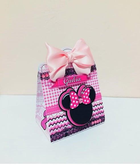 Arquivo Silhouette Caixa Sacolinha Minnie Rosa