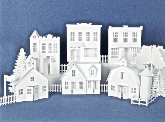 Maquete Cidade de Papel Arquivo de Corte pdf Svg Dxf