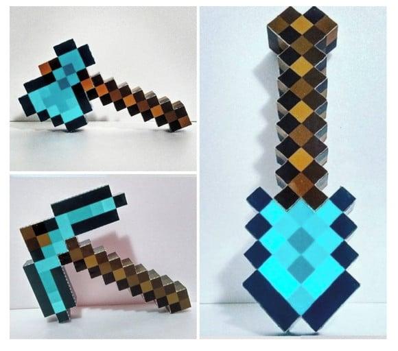 Arquivo Silhouette Picareta, Pá e Machado Minecraft