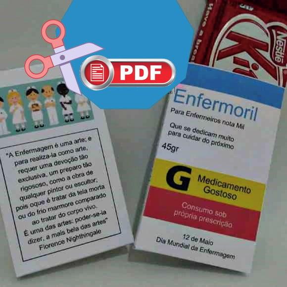 Caixa Kit Kat Dia do Enfermeiro - Arquivo pdf Corte Tesoura