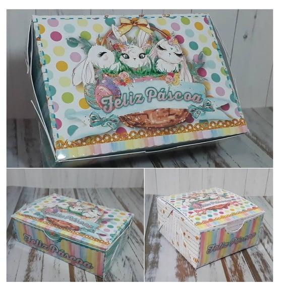 Arquivo de Corte Caixa 4 e 6 Doces Encaixe Páscoa Pastel