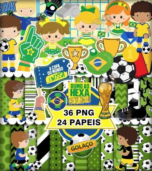 Kit Futebol Brasil Papel Digital Scrapbook