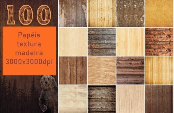 Kit Papel Digital Textura Madeira 100 Imagens