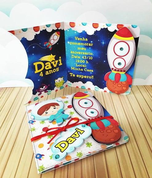 Convite Infantil Festinha Astronauta - Arquivo Silhouette
