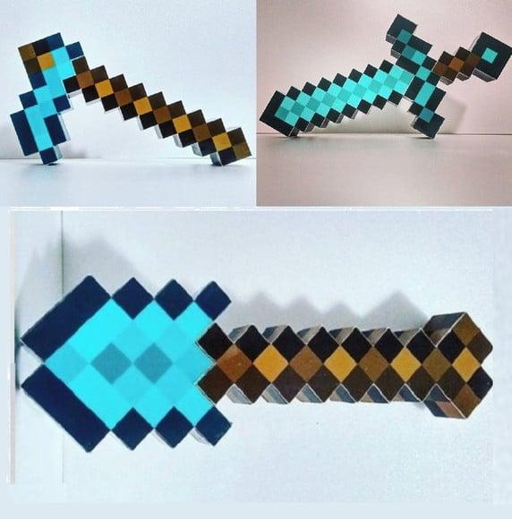 Arquivo Silhouette Espada, Enxada e Pá Minecraft