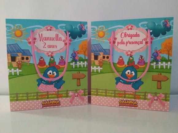 Arquivo Silhouette pdf Sacolinha Galinha Pintadinha Rosa