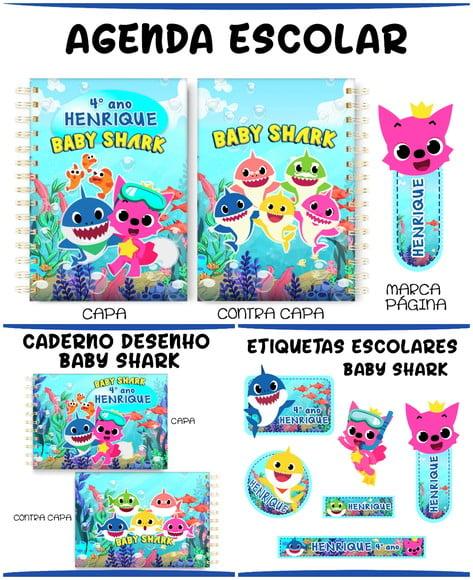 Arquivo de Corte Agenda Escolar Baby Shark Menino