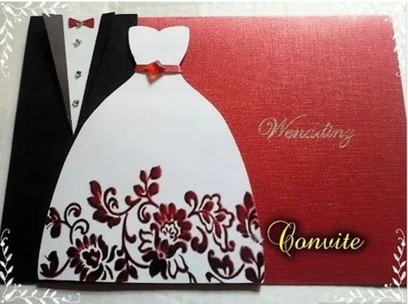Arquivo Silhouette Convite Casamento terno e vestido