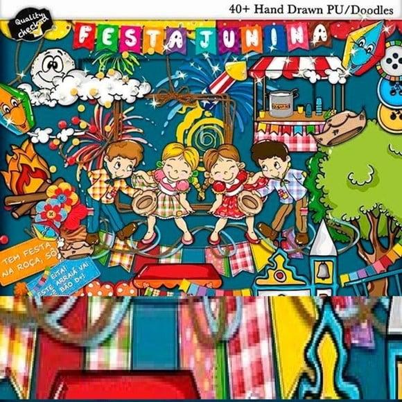 Kit Digital Festa Junina Sao João Cliparts Arquivo Silhouete