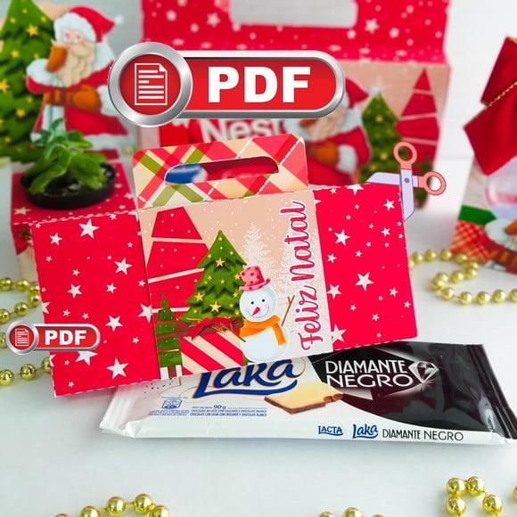 Arquivo pdf Caixa Barra Chocolate 90g Natal Corte Tesoura