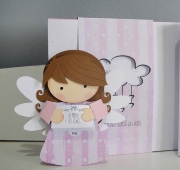 Arquivo Silhouette Convite Batizado Anjo Menina
