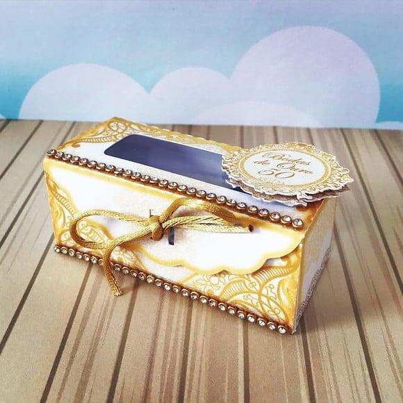 Arquivo Silhouette Caixa para 02 Doces Bodas de Ouro