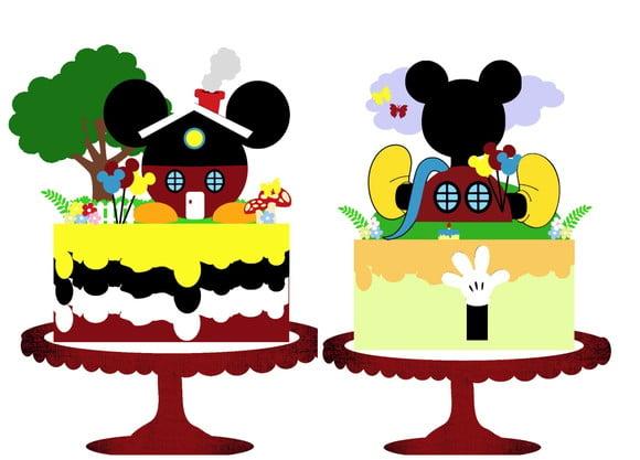 Arquivo Silhouette Topo de Bolo Camadas Mickey 2 Arquivos