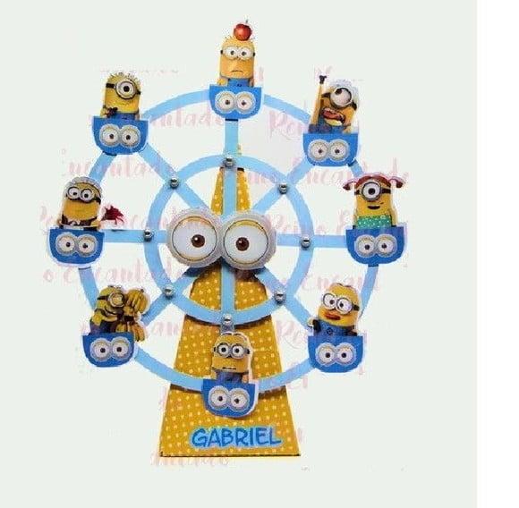 Arquivo Silhouette Caixa Piramide Minions Cone Roda Gigante
