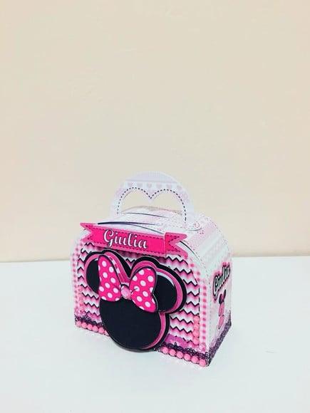 Arquivo Silhouette Caixa Maleta Minnie Rosa