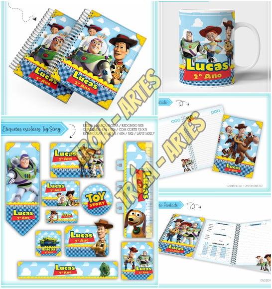 Arquivo Silhouette Kit Etiqueta e Agenda Escolar Toy Story