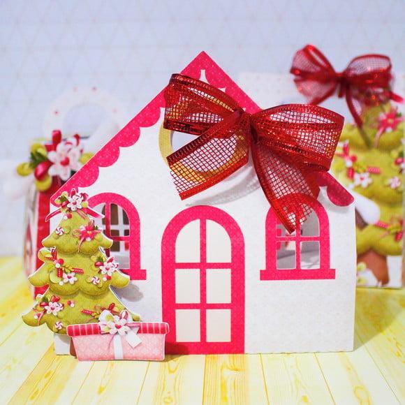 Molde para Corte Caixa Casinha Bombons Natal