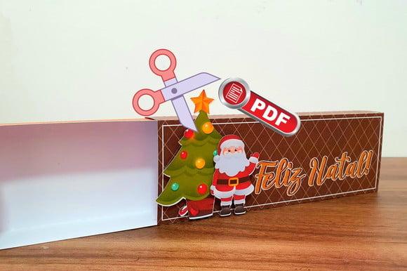 Arquivo pdf Caixa para Bis Deslizante Natal Tesoura
