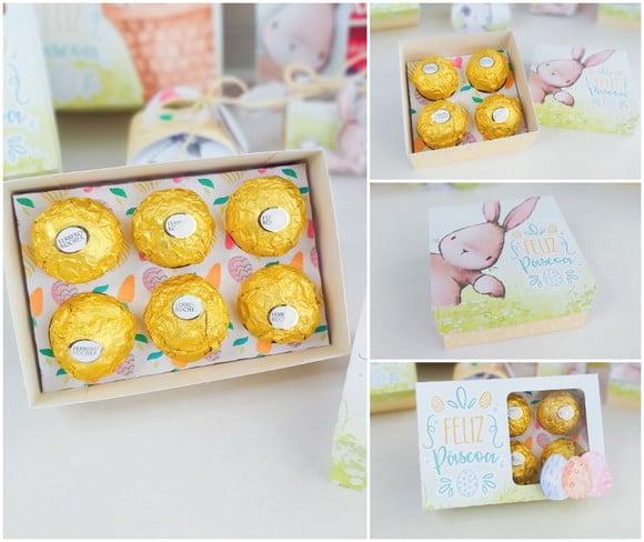 Arquivo de Corte Caixa 4 e 6 Doces Páscoa Coelhos