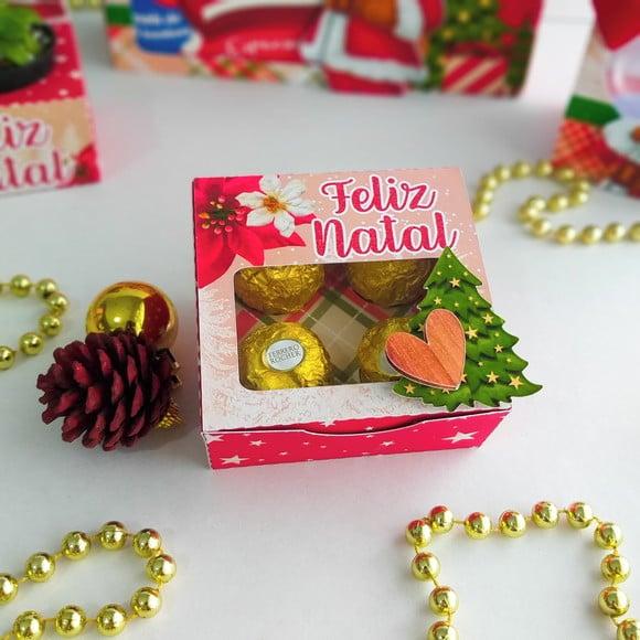 Caixa para 4 Doces Natal Arquivo Silhouette Quatro Docinhos